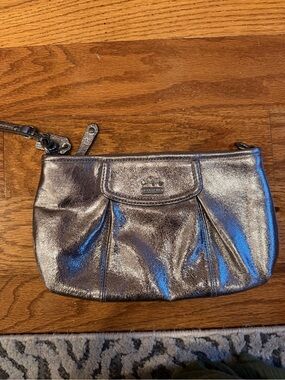 Y2K Coach Metallic Silver Leather Wristlet